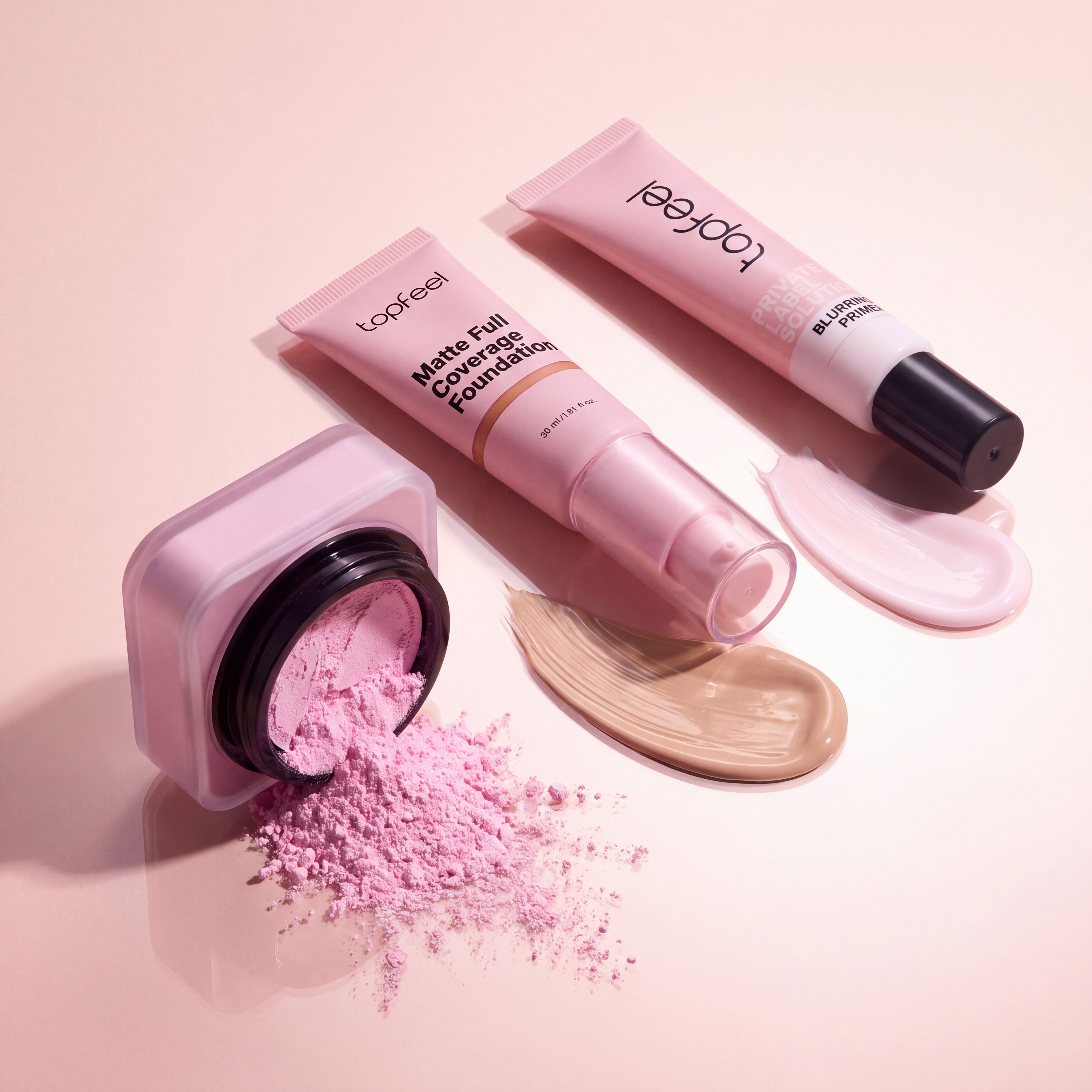 makeup set with primer foundation and setting powder
