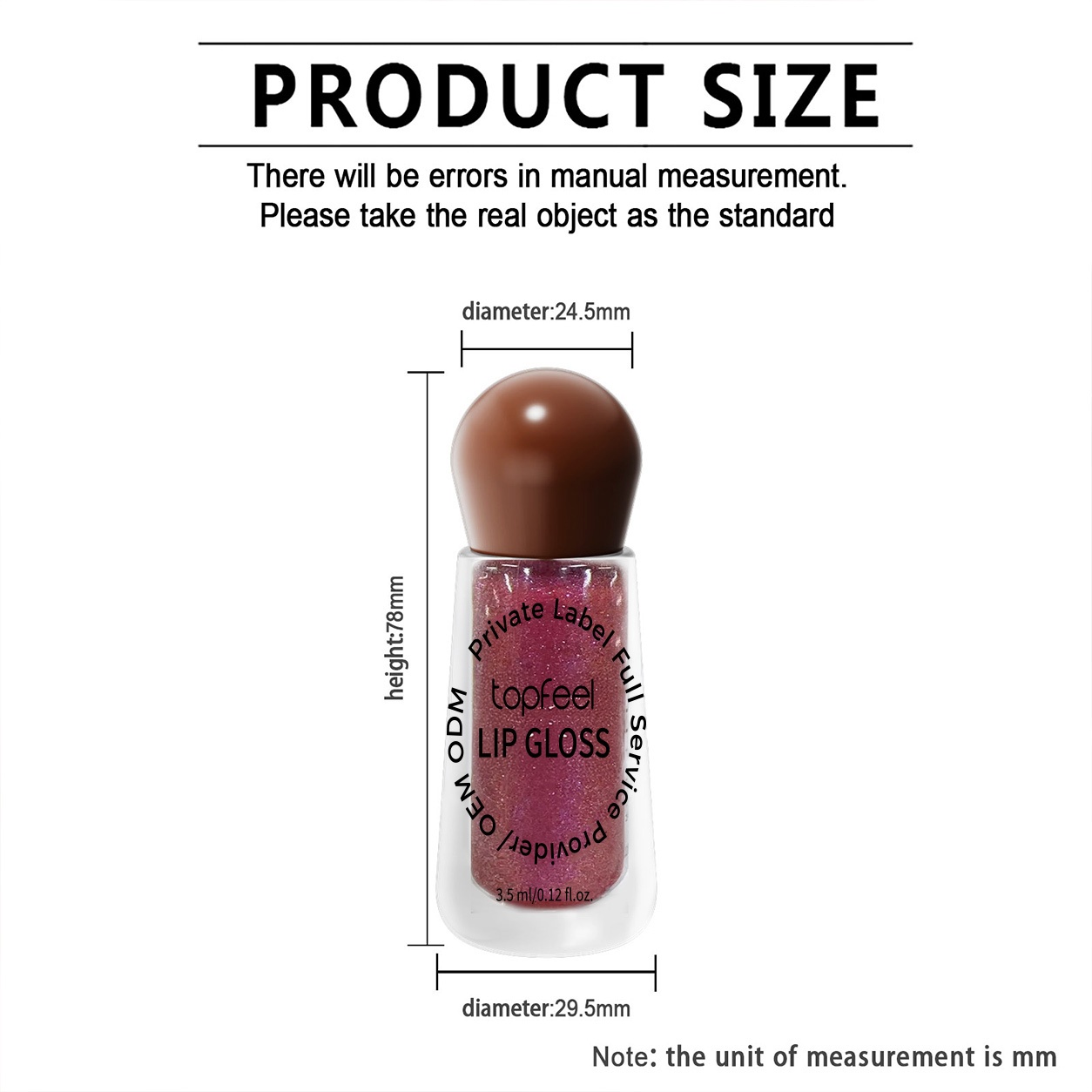 shimmer lip gloss size